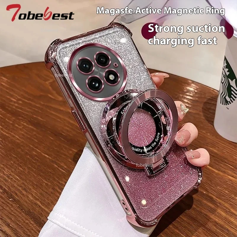 Shockproof Glitter Plating Magnetic Holder Silicone Case
