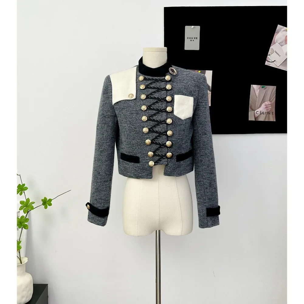 

2023 Autumn Coat British Style Wool Short Coat Women's Patchwork Versatile Small Fragrant Style Short Jacket