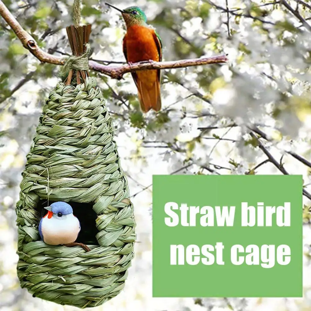 

1PC Parrot Nest Straw Bird Nest Natural Handmade Warm Parrot Courtyard Nest Bedroom Hanging Accessories Cage Cage House Nes G5S8