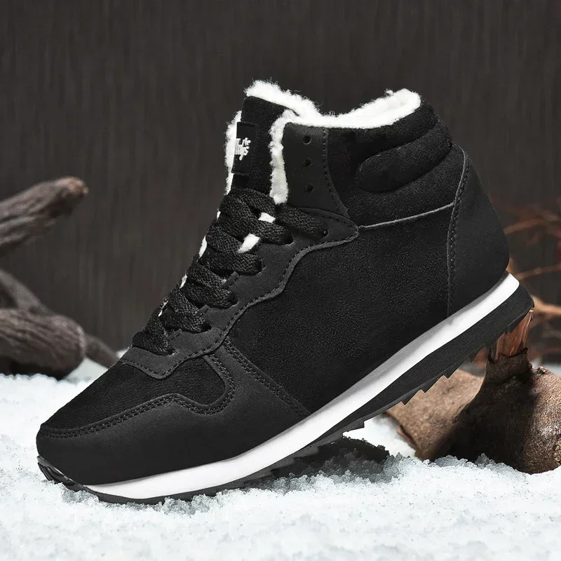Winter Men Ankle Boots Warm Plush Suede Snow Boots Unisex Women Outdoor Non-slip Hiking Shoes Big Size 48 Zapatillas Hombre Male,outdoor boots
