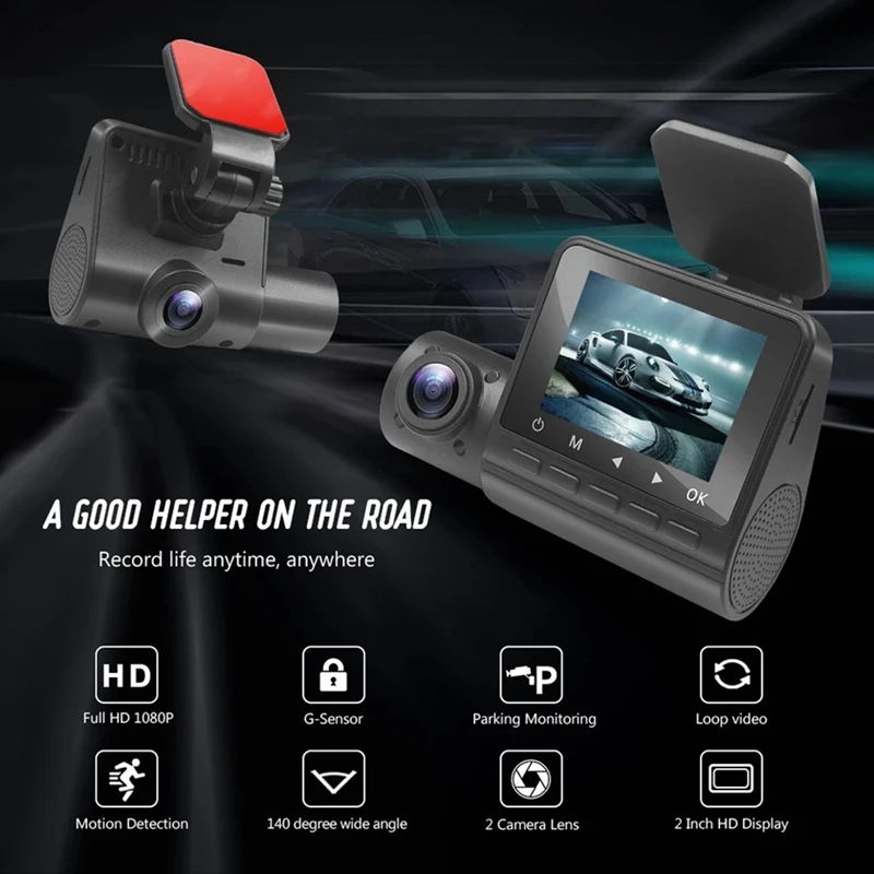 

Dash Cam 1080P HD Car DVR With Rotatable Lens Motion Detection Night Vision Dashboard Camera Driving Video Recorder
