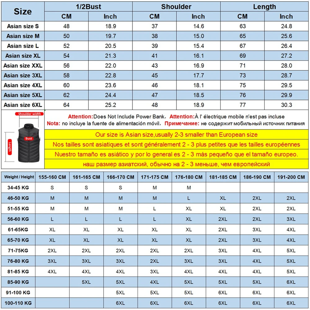 Heated Jacket Usb Heated Vest Men Winter Body Warmer Heating Jacket Men Outdoor Electric Self Heated Vest Waistcoat Veste Plus Size 6XL