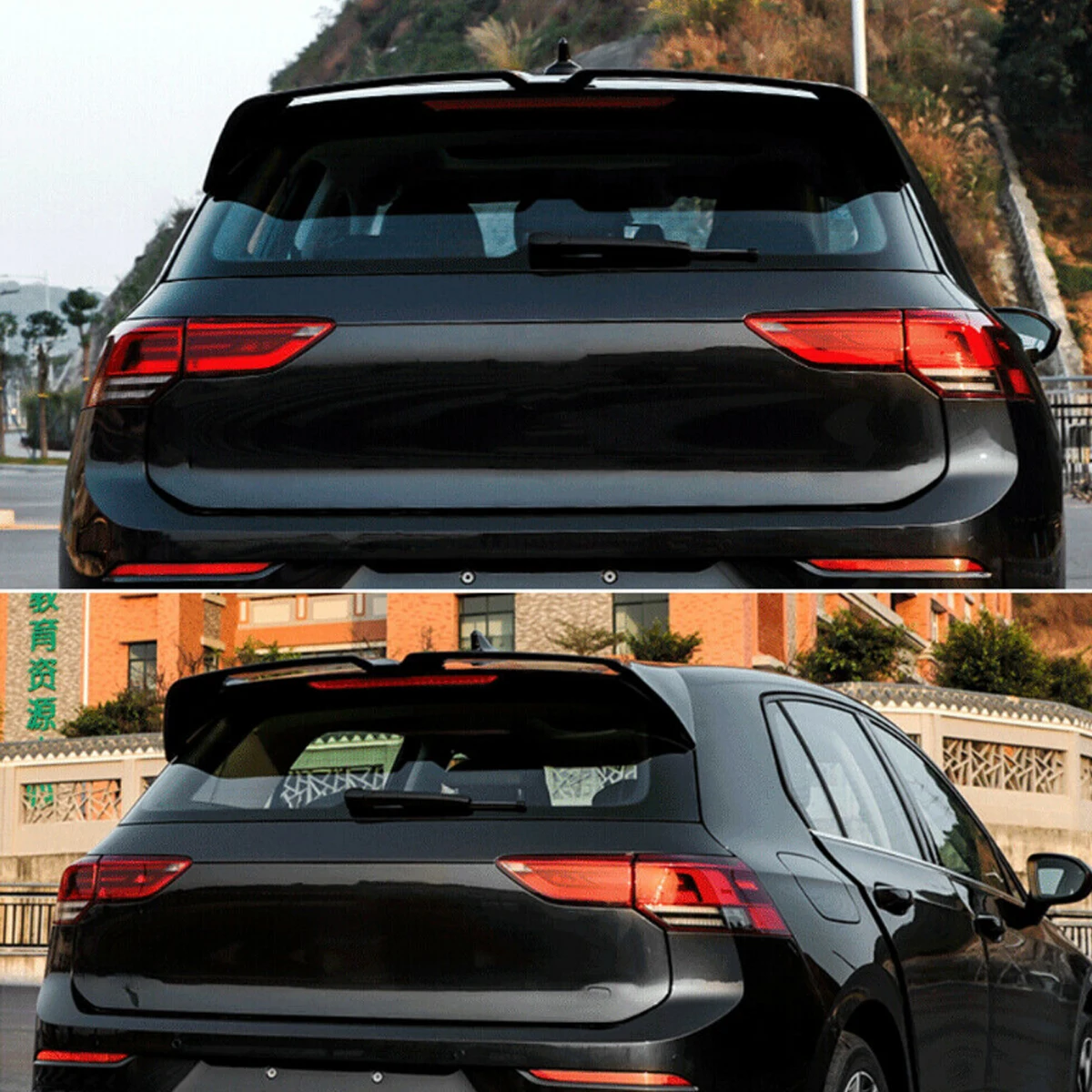 Carbon Pattern Rear Roof Spoiler Tail Top Wing For VW Golf 8/MK8 GTI R 2021-2024