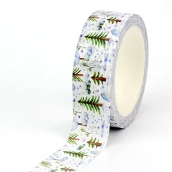 1PC. 10M Decor Winter Xmas Trees Snowing Washi Tape for Diary Gift Wrapping Adhesive Masking Tape Cute Journal Stationery