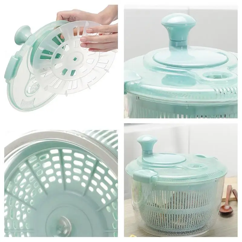 Salad Spinner Lettuce Dryer Easily Wring Manual Vegetable Salad Dehydrator  High Speed Centrifugal Drainer Basket