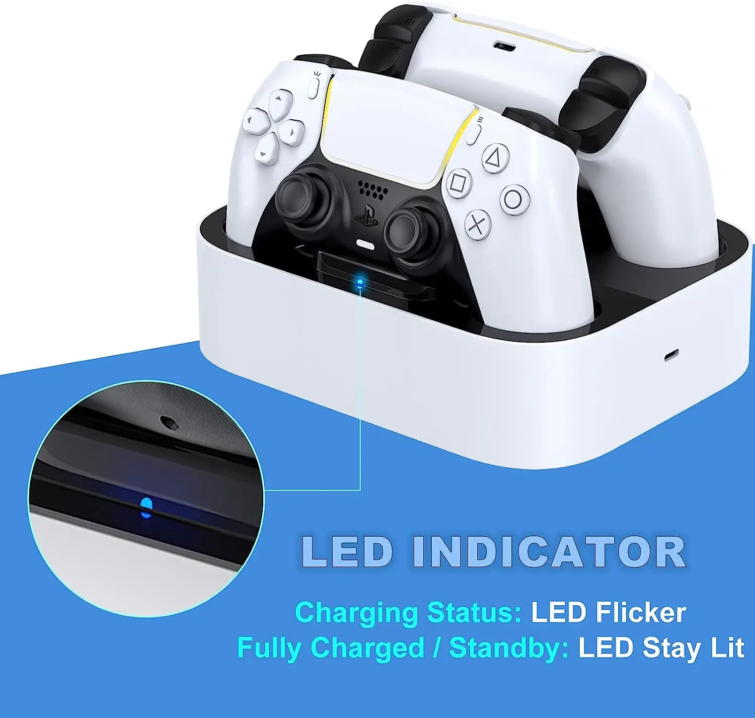 Carregador Controle Playstation 5 Duplo Dualsense Led Ps5 em Promoção na  Americanas