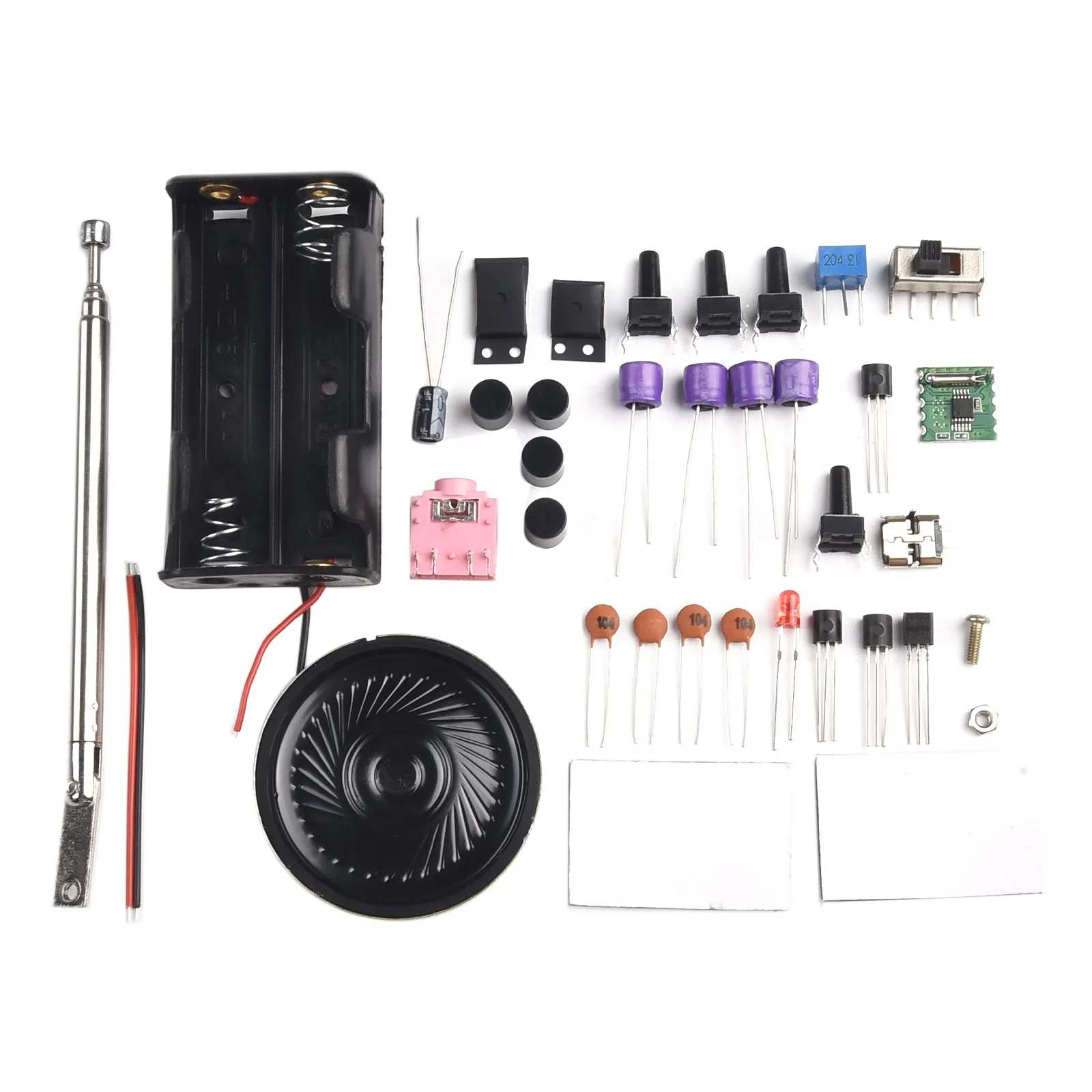 

Glass Tube Fuse FM Radio DIY Kit 1/2W 8R Speaker 107*70*23cm 5v/3v 87-108MHz Dual Power Supply HU-017A High Quality