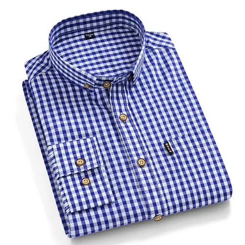New In Shirt 100%Cotton Fashion Long Sleeve Shirts for Man Slim Fit Formal Plian Shirt Soft Casual Office Designer Plaid Clothes - Image 7