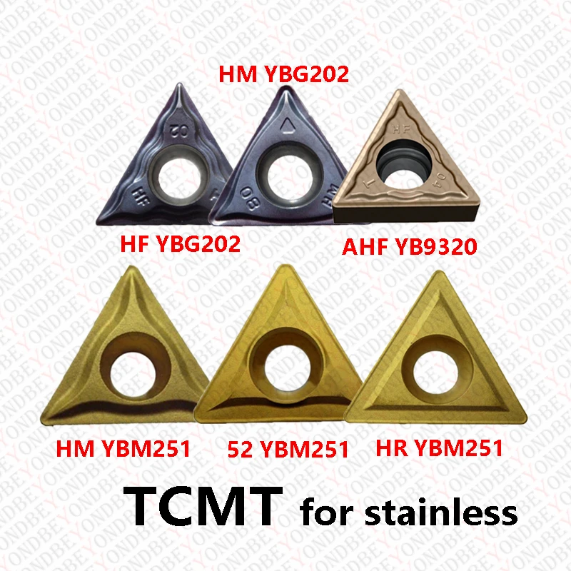 

TCMT TCMT110202-HF TCMT110204 TCMT16T304 TCMT16T308-HM-AHF-52 TCMT220408-HR YBG202 YBM251 YB9320 Carbide Inserts for Stainless