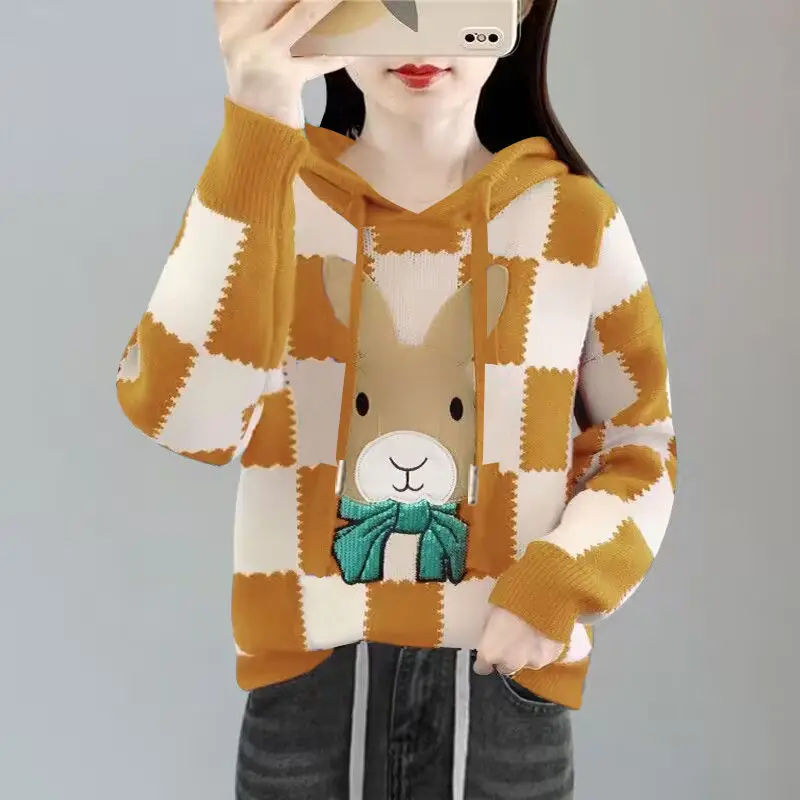 Fashion Printed Spliced Sequined Hoodies Sweatshirts Female Clothing 2023 Autumn Winter Loose Casual Tops Korean Sweatshirts