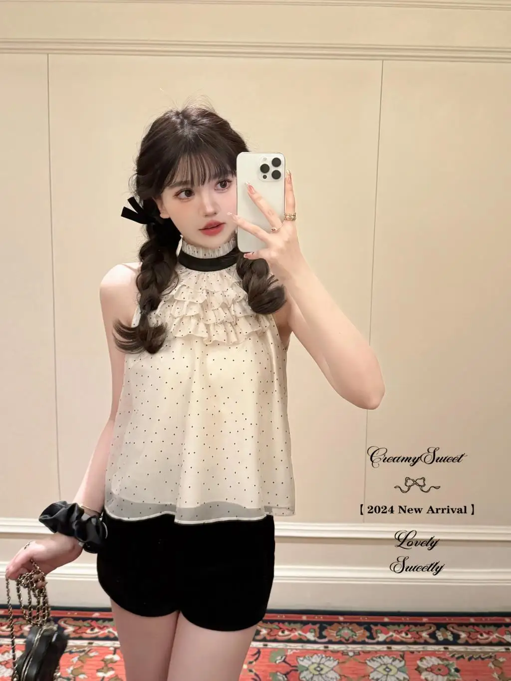 Y2K Polka Dot Two-piece Set Women Chiffon Halter Sleeveless Top Ruffles A-line Cake Mini Skirt Summer New Korean Fashion Outfits