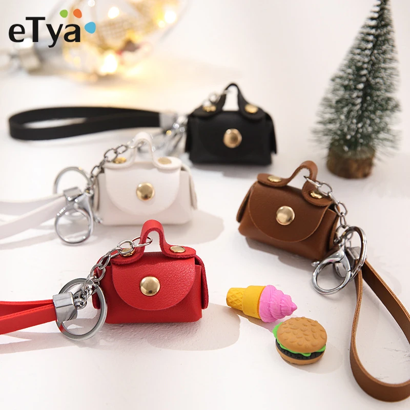 Korean Mini PU Leather Coin Bags Purse for Girls Solid Color Pink Black Money Pouch Earphone Storage Bags Pouch Keychain