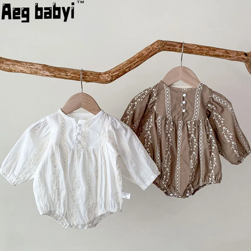 

Baby Girls Clothing Autumn Spring Infant Baby Girls Jumpsuit Long Sleeve Cotton Embroidery Newborn Baby Girls Bodysuits 0-24M