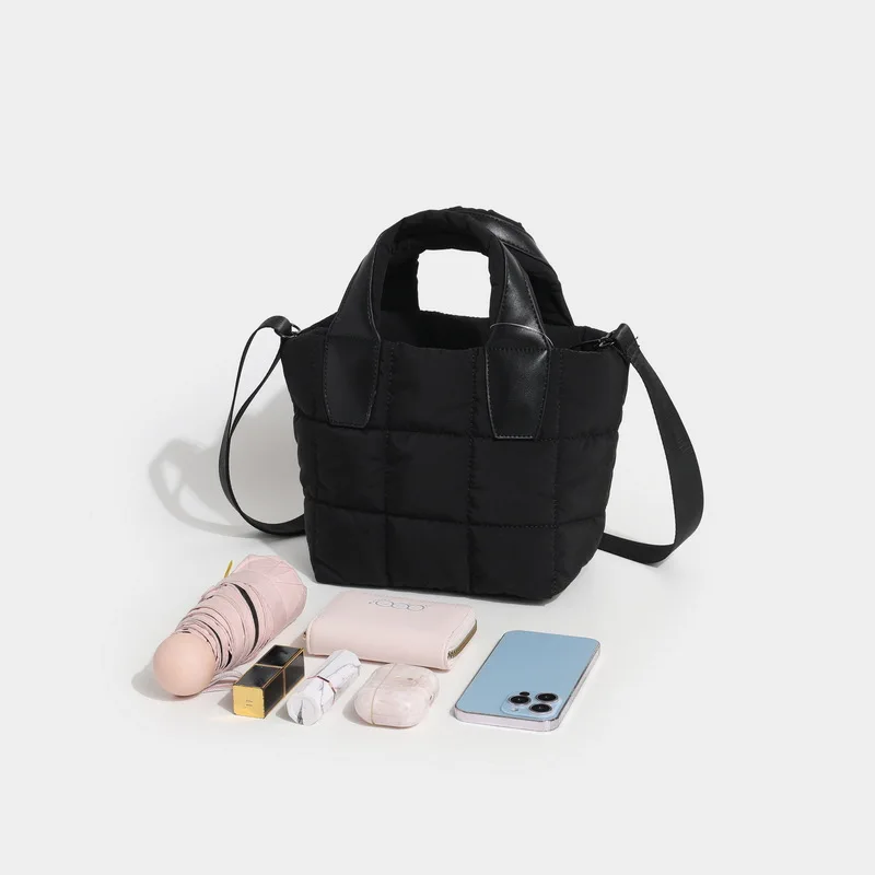 Women's Simple Lightweight Nylon Down Feel Shoulder Crossbody Handbag