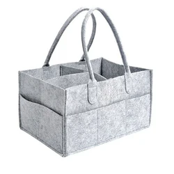 Portable Baby Diaper Bag Organizer and Nursery Essentials Storage Box (Gray)