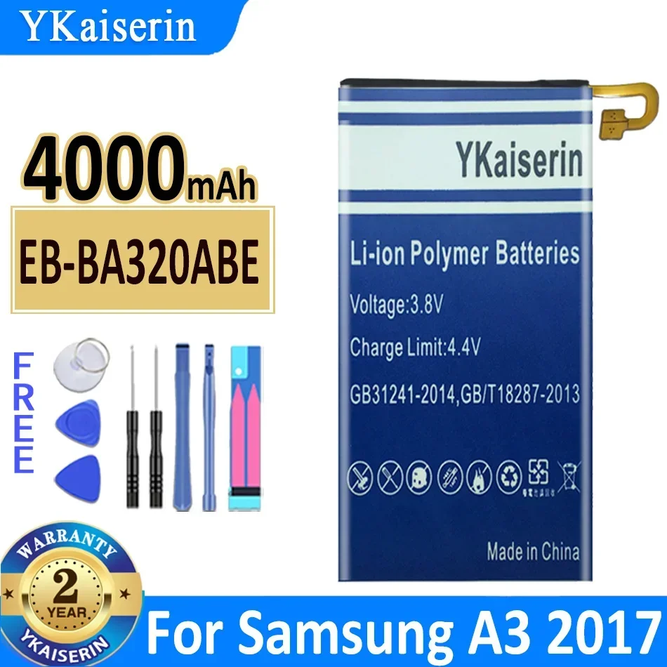 

Аккумулятор ykaisсеребрин на 4000 мАч для Samsung Galaxy A3 2017 A320 A320F, аккумулятор большой емкости + номер отслеживания