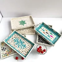 Rectangular Shell Tray Oval Colored Shell Storage Plate Living Room Cake Cafe Restaurant Storage Decorations Jewelry Organizer 1