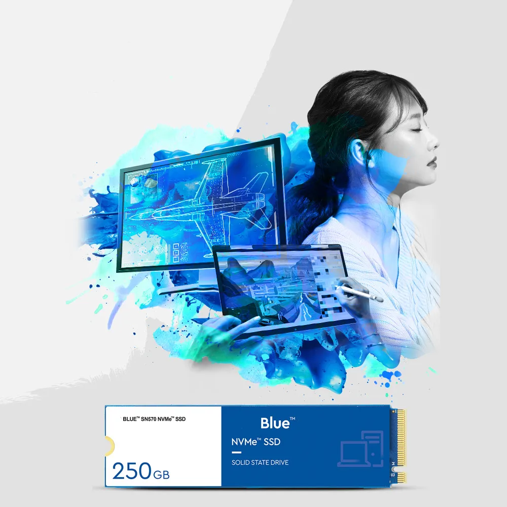 노트북 PC용 내장 솔리드 스테이트 드라이브, 블루 SN570 NVMe, 2TB, 1TB, 500GB, 250GB SSD, PCIe3.0 * 4 M.2 2280, 신제품