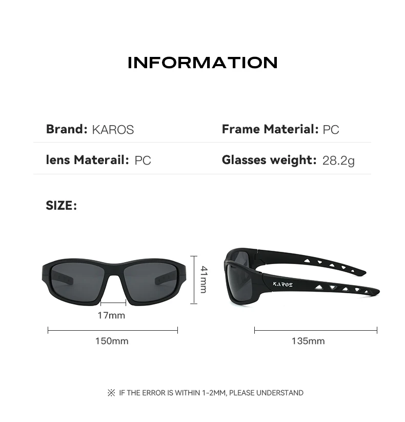 Polarisierte Sport-Sonnenbrille mit rutschfesten Nasenpads und sicherer Passform für Tennis, Fußball und andere dynamische Sportarten für Männer und Frauen – Detail 9
