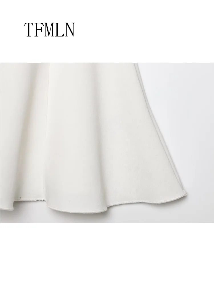 TFMLN 2025 Summer Women Solid Skirt Hem Tops Fashion Square Collar Sleeveless Slim Camisole Top High Street Ladies Causal Shirt