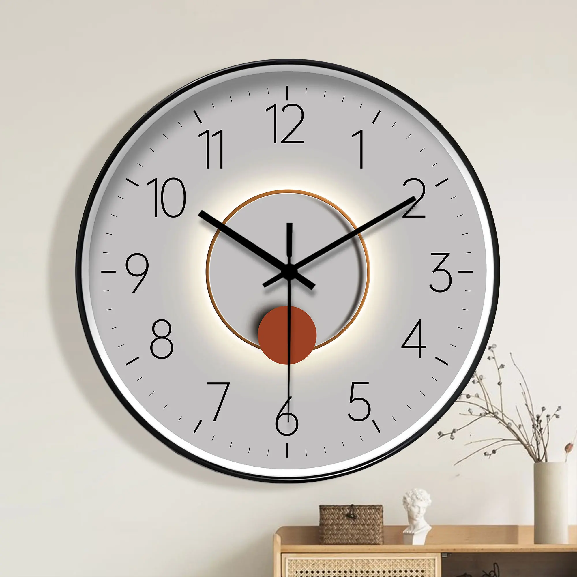 Stylish Grey Shadow Wall Clock – Silent Non-Ticking Round Clock 2