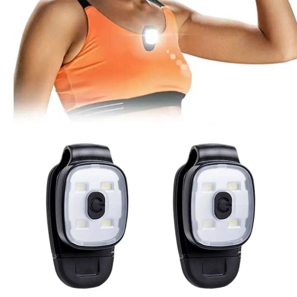 1Pc LED Clip Flashlight 4 Lighting Modes USB Rechargeable Clip on Light Safety Warning Running Lights for Night Walking Fishing