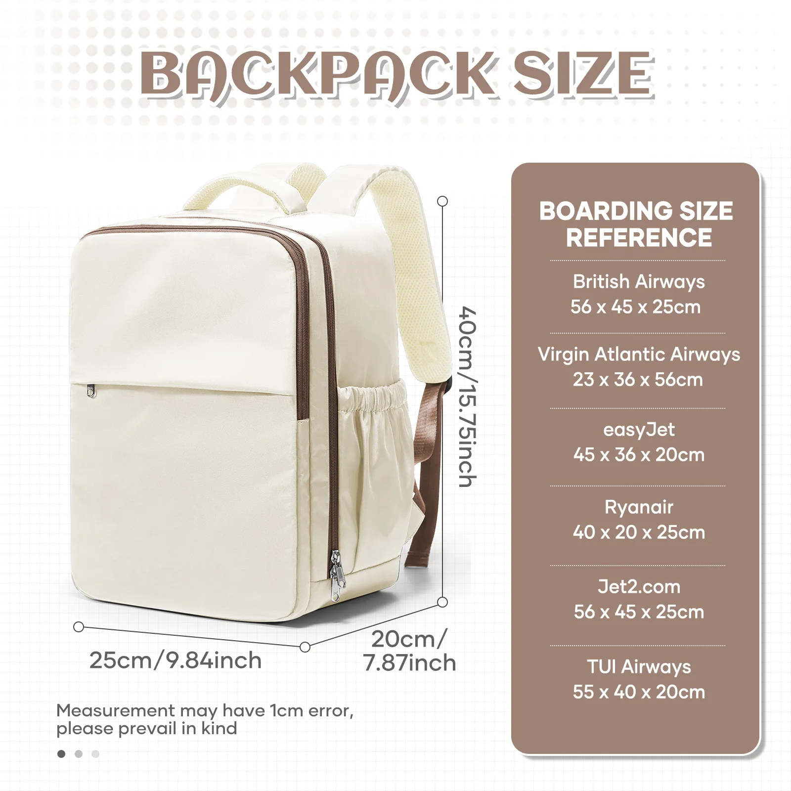 Ryanair 40x30x20 Travel Backpack, Easyjet Wizzair Cabin Airplane Travel Bag, Unisex Computer Bag for Women Men, College Backpack