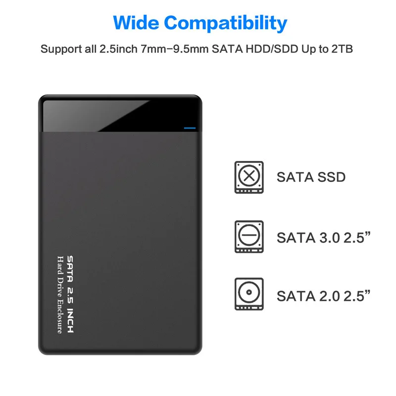모바일 하드 드라이브 케이스 USB3.0 노트북 SSD 솔리드 스테이트 기계식 하드 드라이브 케이스 2.5인치 시리얼 포트 타입-C 지원