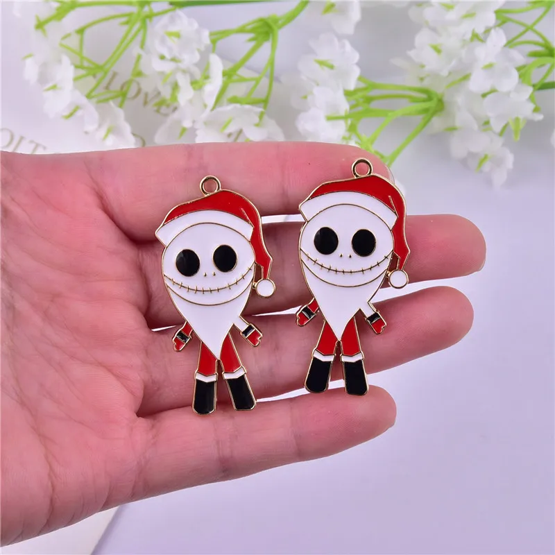 12Pcs Christmas Pastel Goth Charms Spooky Gingerbread Man Snowman Holiday  Decoration Pendant For Earring Necklace Diy Making