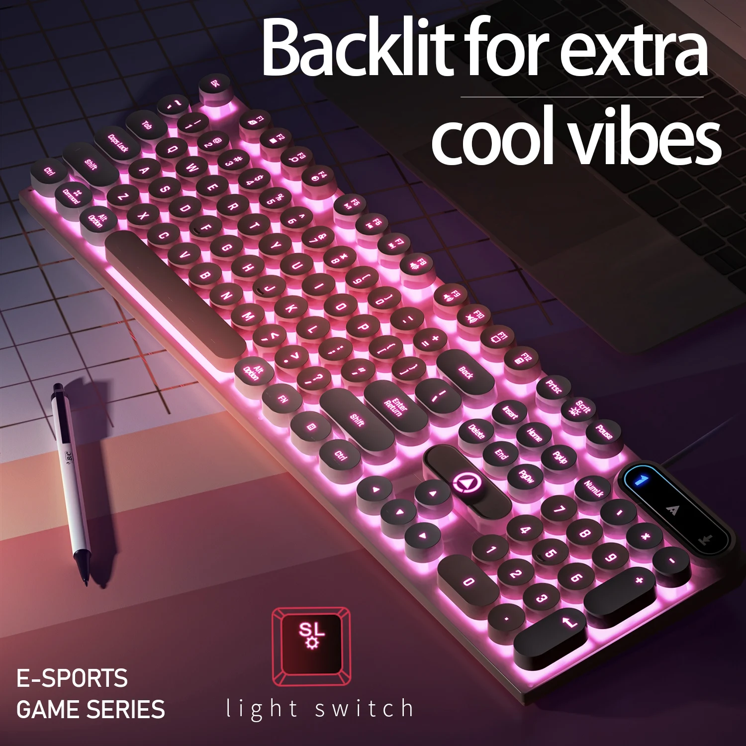 Wired Gaming Keyboard with Numpad, Low Profile 104 Key Keyboard for Laptop/Desktops/PC, Computer Office Accessories - 4