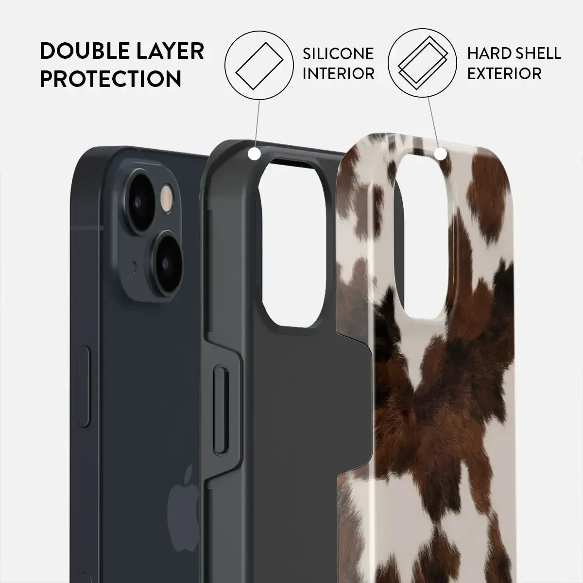 Brown Cow Fur Pattern Case for IPHONE 16ProMax 15 14 13 12 11 PRO Plus Acrylic TPU Two in One Magnetic Phone Cases