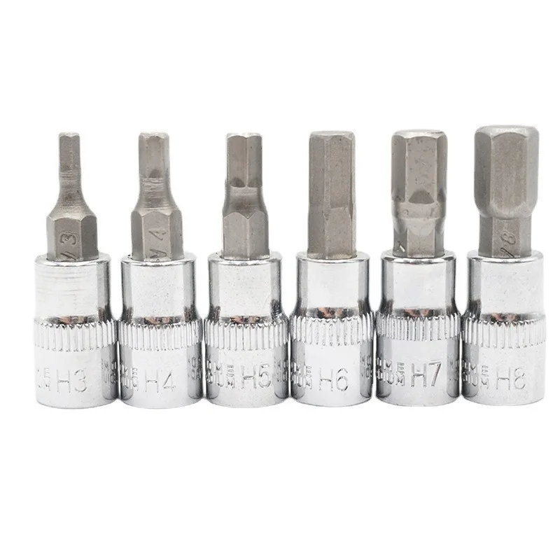 

6 шт., набор головок для шестигранных ключей, 1/4 дюйма, H3 H4 H5 H6 H7 H8