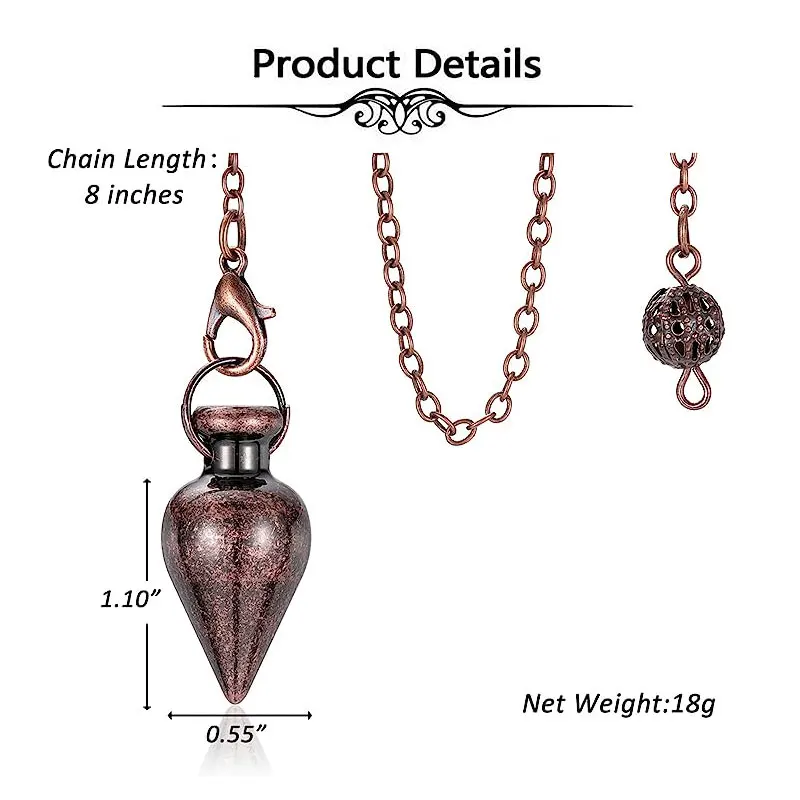 Metal Pendulum for Divination Dowsing Witch Pure Copper Cone Pendulums Beginners Healing Energy Balancing Spiritual Pendulo X050