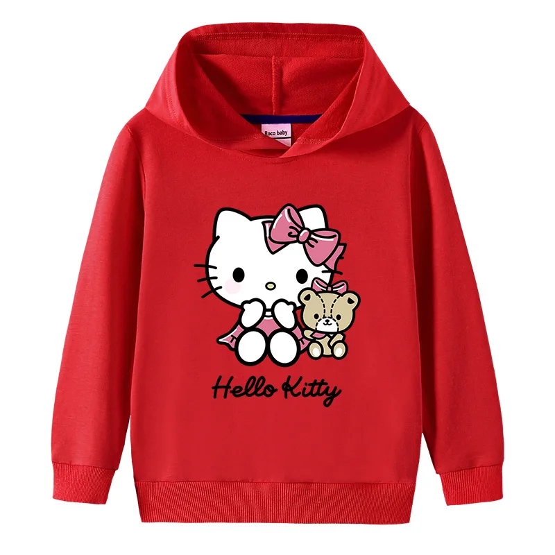 thumbnail image 1 of Hello Kitty nueva primavera otoño suéter con capucha de algodón para niños niñas moda pulóver Tops niños bebé Casual sudaderas deportivas, 1 of 5