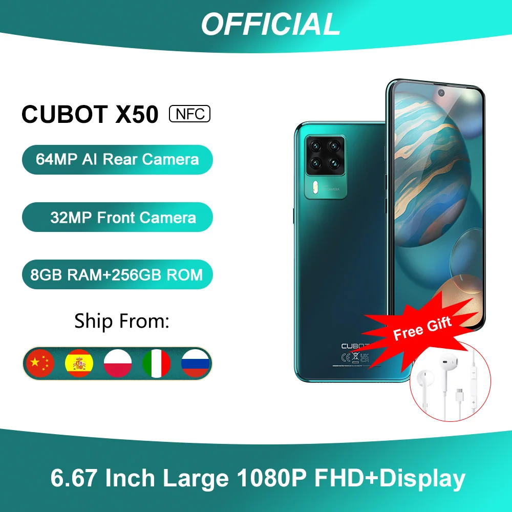 Cubot X50 Smartphone [2021] 8GB y 256GB(Ampliable 256GB),Móviles Libres de 6.67