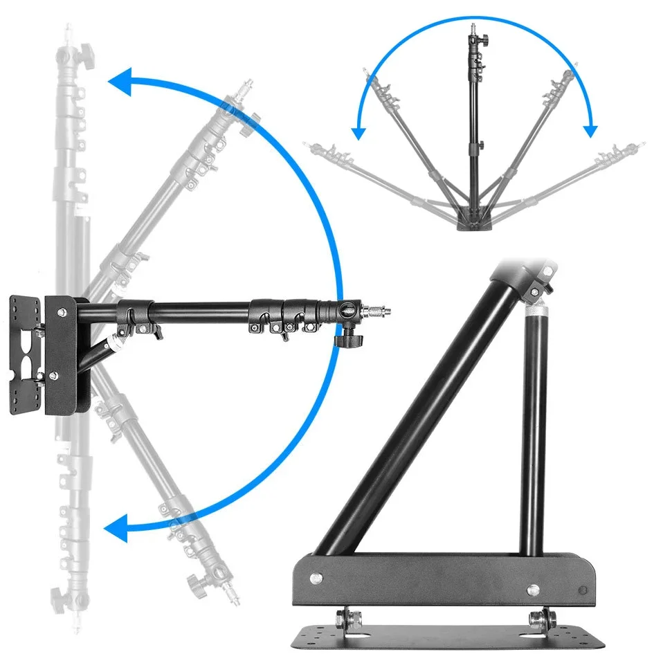 Wall Mounted Boom Arm Stand 110cm Extendable Strobe Lighting Gears Holder Flexible for Home Studio SPA Beauty Salon Massage Lamp