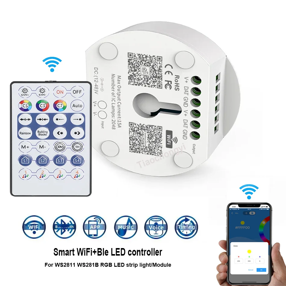 Bluetooth-Контроллер WS2812B WS2811 с поддержкой Wi-Fi и таймера