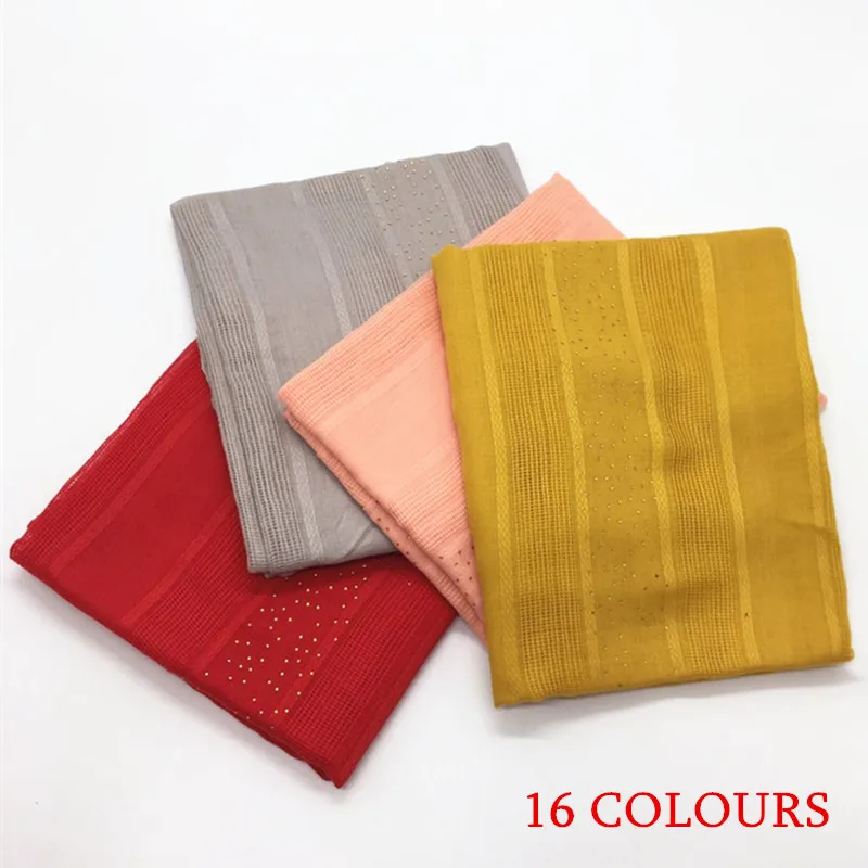 

Cross-Border Wish Foreign Trade Cotton and Linen Solid Color Hollow Rhinestone Scarf Silk Scarf Shawl Factory Direct Sales