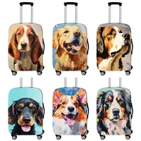 18-32 Inch Oil Painting Dogs Travel Luggage Cover Colorful Puppy Labrador Dog Border Collie Trolley Suitcase Protective Covers 1