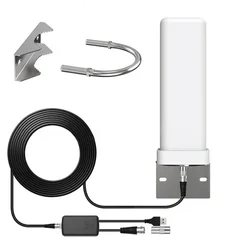 Long Range Outdoor Digital TV Antenna with Signal Amplifier for Enhanced 4K and HDTV Reception (WHITE)