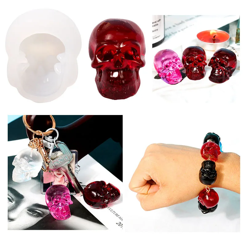 

Skull Silicone Mold Epoxy Resin Mold Keychain Decorative Mold Earring Pendant Mold DIY Bracelet Necklace Jewelry Molds
