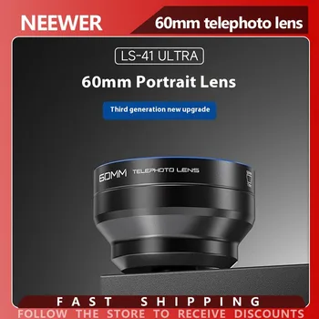 NEEWER LS-41 Teleobiettivo Ultra 60mm per telefono con paraluce per custodia per gabbia per telefono Obiettivo con ingrandimento 1,7x per IPhone Android