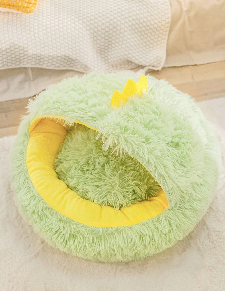 Title 11, Winter Long Plush Pet Cat Bed Round Cats Cushio...