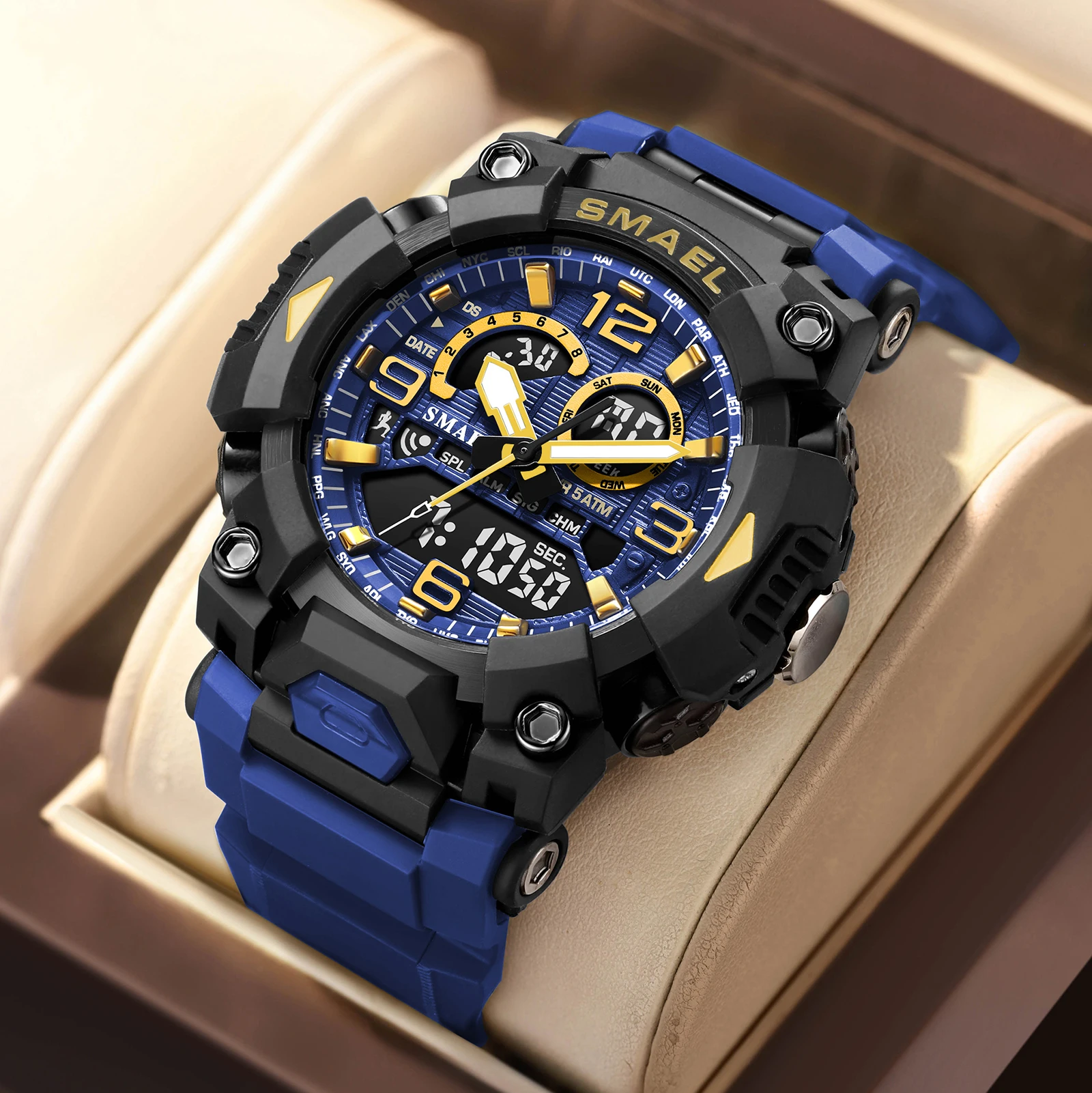 Smael Military Sports Watch For Men Waterproof Luxury Quartz Digital Man Watches Dual Display Wristwatch Alarm Clock Night Light, Alina Gadgets