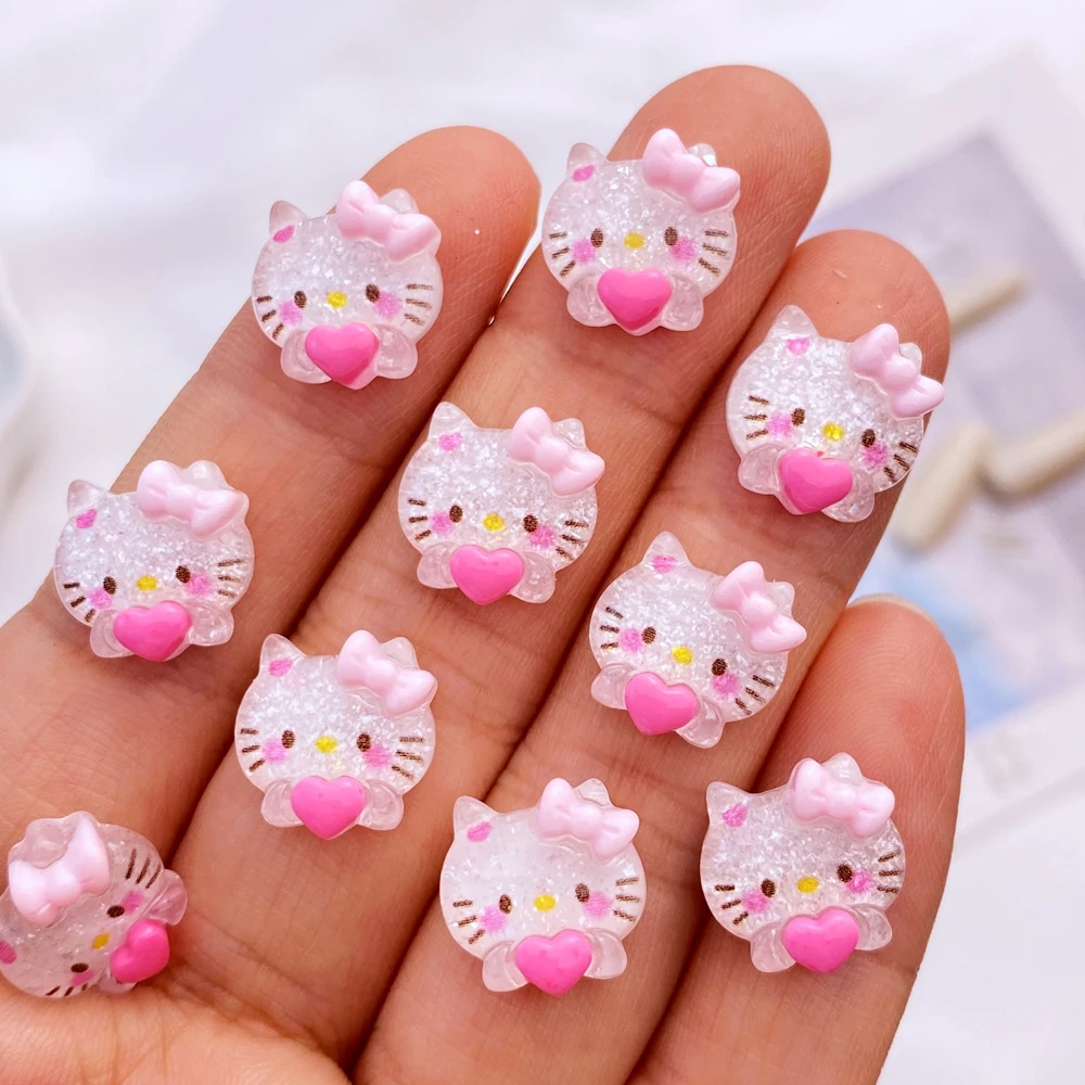 Resin Jewelry Accessories 20Pcs New Cute Resin 12mm Mini Shiny Little Cat Flatback Ornament Jewelry Making Manicure Hairwear