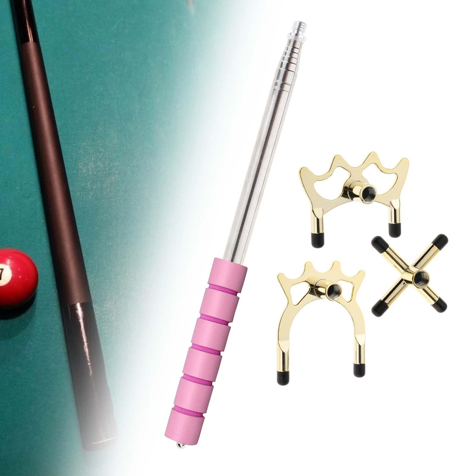 Stainless Steel Telescopic Billiards Pool Cue Bridge Stick with Bridge Head Billards Short Billard Replacement Holder Kit billiard shaft billiard bridge stick