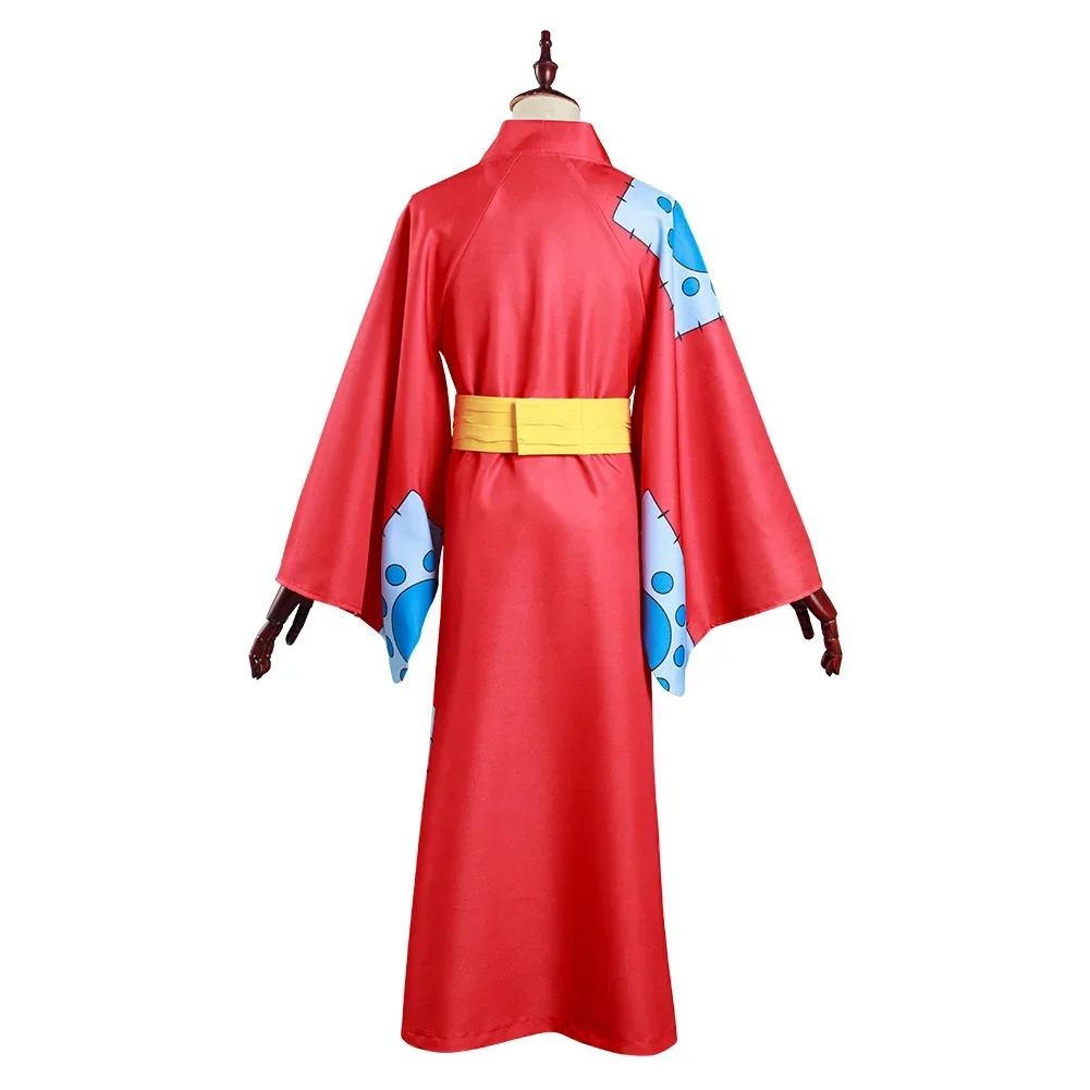 One Piece Monkey D Luffy Red Kimono Cosplay Costume