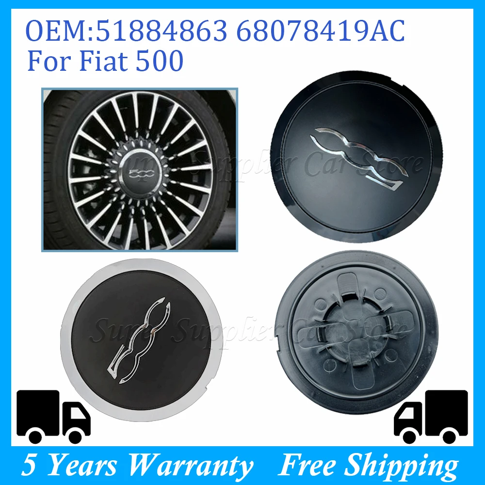 ForFiat500HubcapWheelsCentre133MmHubCaps68078421ACSilver