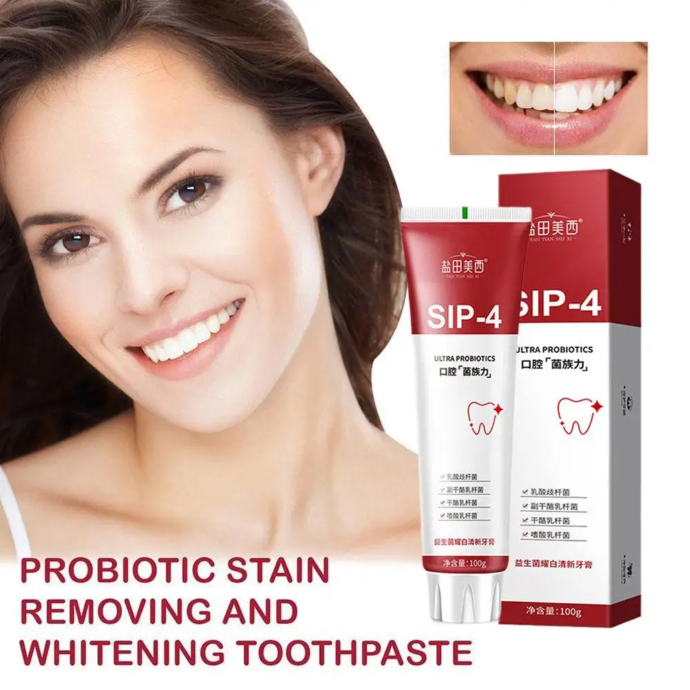 

Sip-4 Probiotic Whitening Toothpaste Brightening & Probiotic 100g Teeth Fresh Whiten Toothpaste Removing Toothpaste Stain B Y4Z3