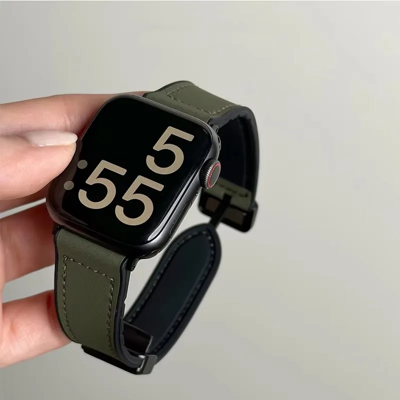 Luxury Hybrid Leather and Silicone Magnetic Bracelet